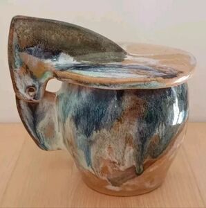 RARE Teacup With Lid Art Pottery Unique Handles With Japanese Or Chinese Symbol